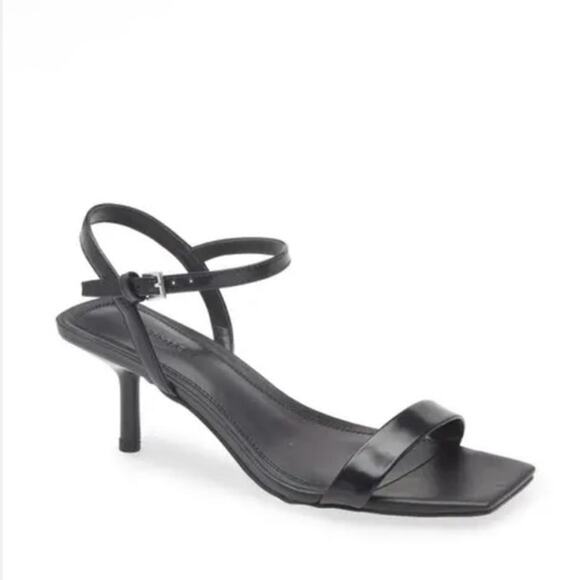 Nordstrom Women's Sydney Leather Ankle Strap Kitten Heel Sandals Black – Sz 7.5 - Picture 1 of 11